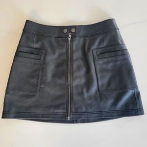 Free People Faux Leather Front Zip Mini Skirt Size 4 Dark Academia